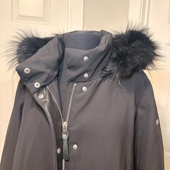 Derek Lam 10 Crosby Fox Fur Down Jacket in Black, Sz 10 - Picture 3 of 7